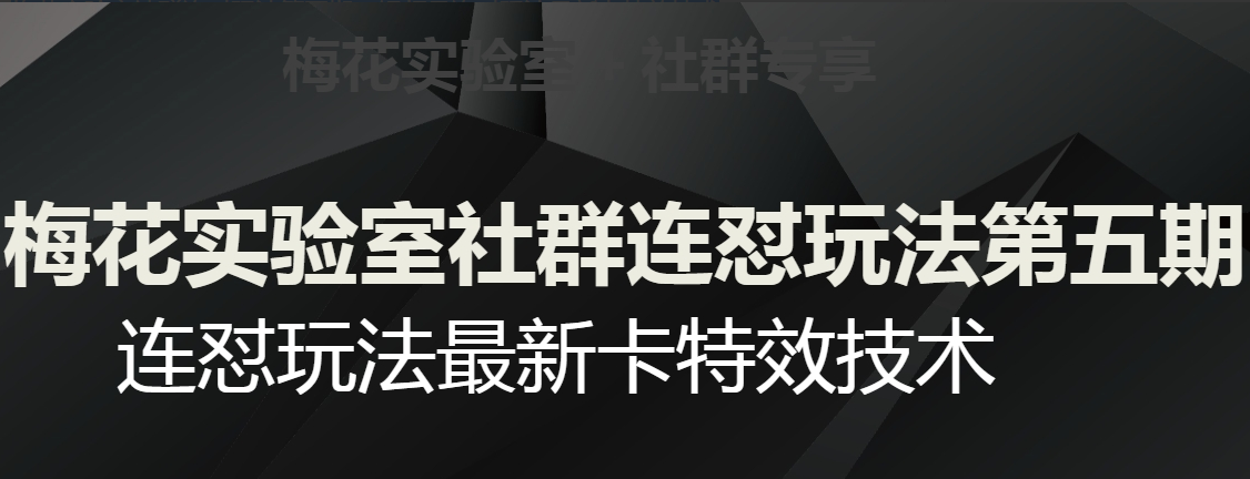 梅花实验室社群连怼玩法第五期，视频号连怼玩法最新卡特效技术
