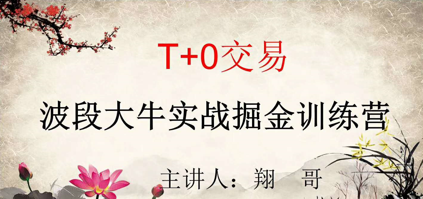 翔哥擒龙重磅课程 T+0交易波段大牛实战掘金训练营实战课程
