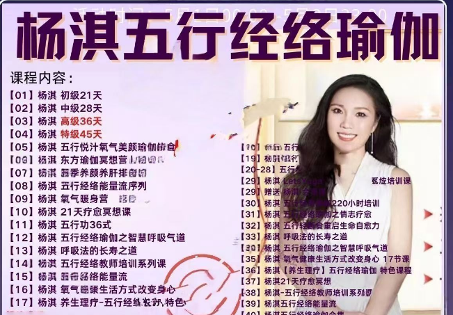 杨淇五行经络瑜伽课初级中级高级特级全套合集