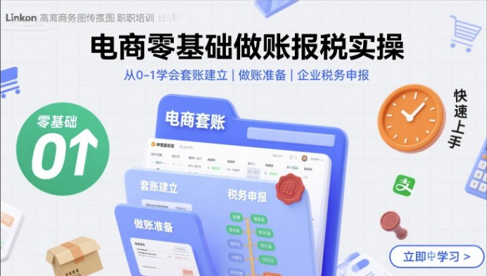 桔梗老师电商零基础做账报税实操快速上手，从0-1学会套账建立，做账准备，企业税务申报