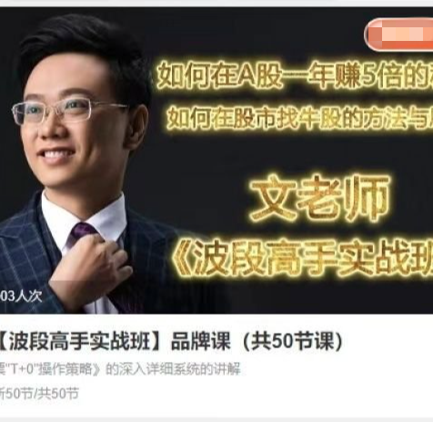 文秋明文老师【波段高手实战班】品牌课（共50节课）