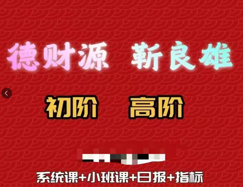 德财院靳良雄万马奔腾股市技能实训班进阶高阶视频课程资料合集