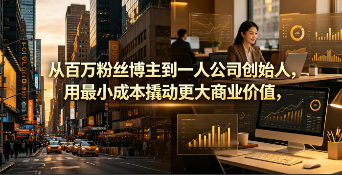 从百万粉丝博主到一人公司创始人，用最小成本撬动更大商业价值