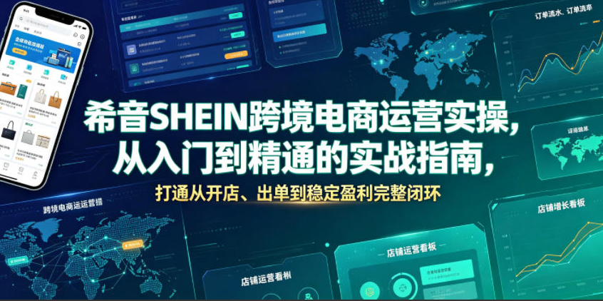 希音SHEIN跨境电商运营实操，从入门到精通的实战指南，打通从开店、出单到稳定盈利完整闭环
