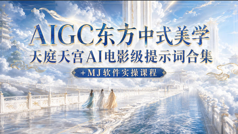 AIGC东方中式美学天庭天宫AI电影级提示词合集+MJ软件实操课程